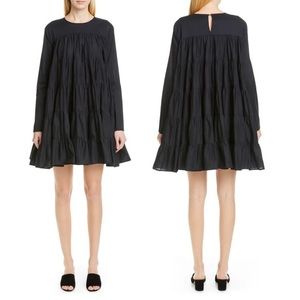 Merlette Soliman Black Tiered Long Sleeve Mini Dress Size Medium NWT